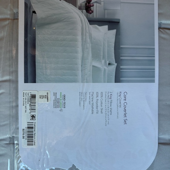 Sky Tufted Coast Grey Quilted King Coverlet Set Shams Included Rtl $270 NWT - Picture 4 of 5